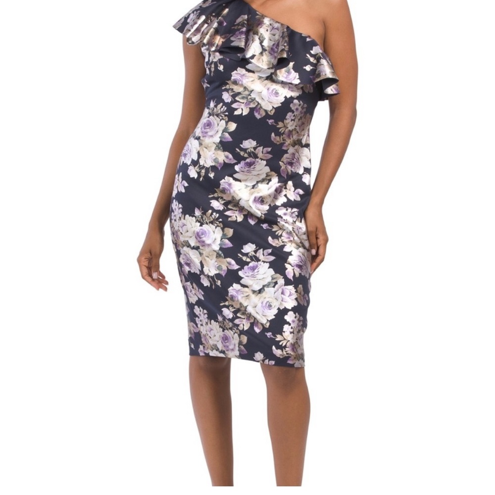 Eliza J: Floral One-Shoulder Dress